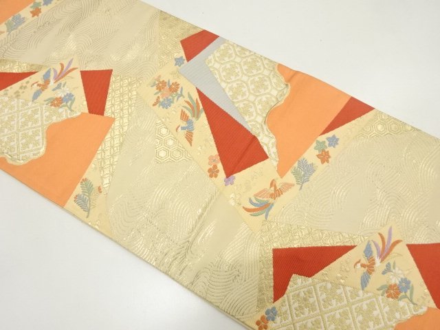 JAPANESE KIMONO / ANTIQUE FUKURO OBI (MATERIALS) / WOVEN PHOENIX / FLO